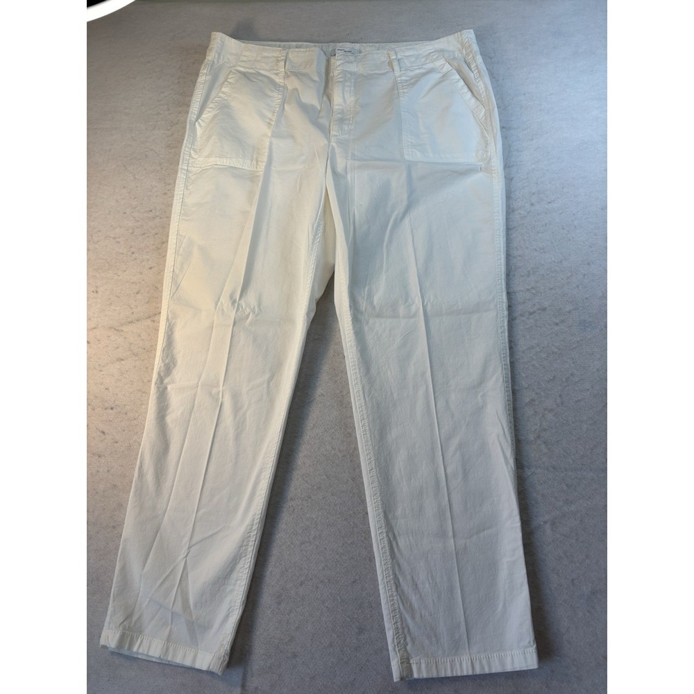 Daily Ritual Womens 14 (36x26) White Straight Leg Cropped Chino Ankle Length